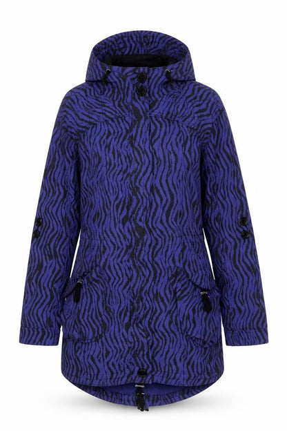 Dunnes Women Blue Zebra Print Hooded Anorak Jacket UK 16 Drawstring