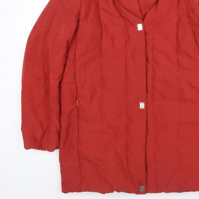 Palmiore Women Red UK 14 Hooded Padded Mid-Length Puffer Coat