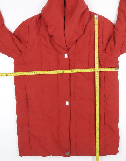 Palmiore Women Red UK 14 Hooded Padded Mid-Length Puffer Coat