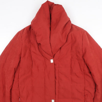 Palmiore Women Red UK 14 Hooded Padded Mid-Length Puffer Coat