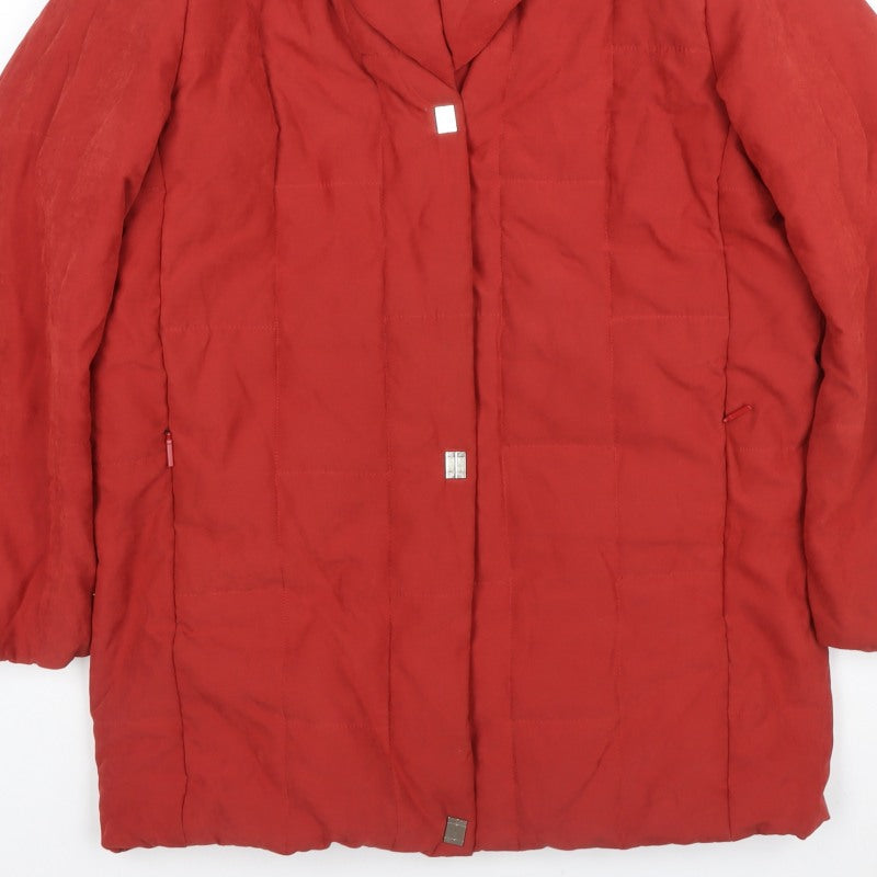 Palmiore Women Red UK 14 Hooded Padded Mid-Length Puffer Coat