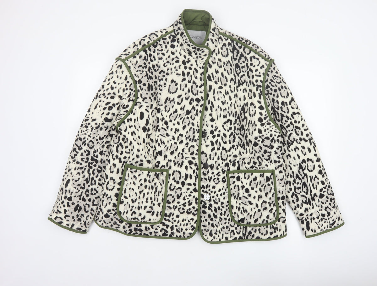 George Women Multicoloured M 12-14 Leopard Print Quilted Padded Jacket