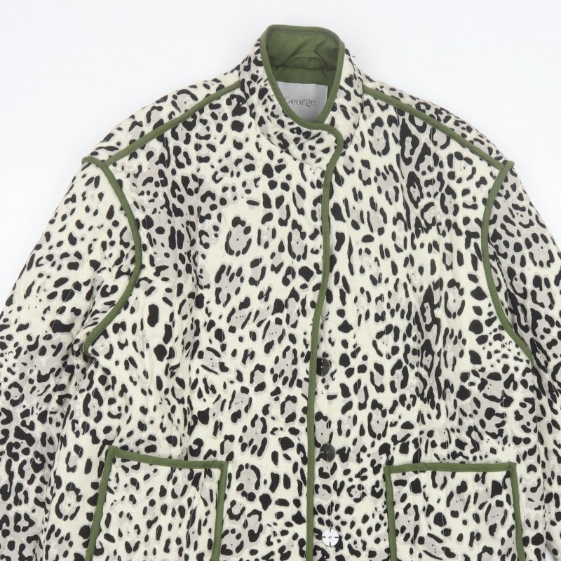 George Women Multicoloured M 12-14 Leopard Print Quilted Padded Jacket