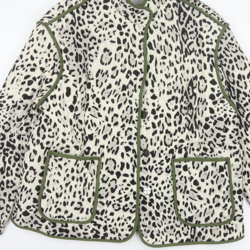 George Women Multicoloured M 12-14 Leopard Print Quilted Padded Jacket
