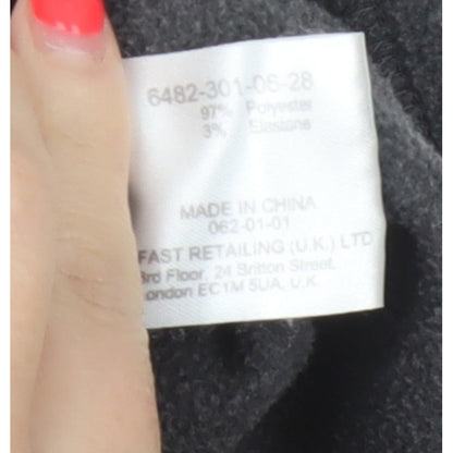Uniqlo Women Grey Size 16 Basic Fleece V-Neck Long Sleeve Top