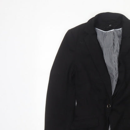 H&M Women Black UK 8 Single-Breasted Tailored Blazer Jacket