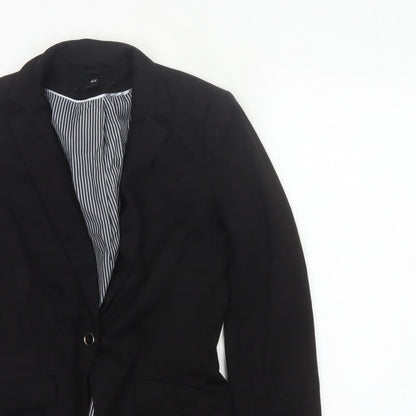 H&M Women Black UK 8 Single-Breasted Tailored Blazer Jacket