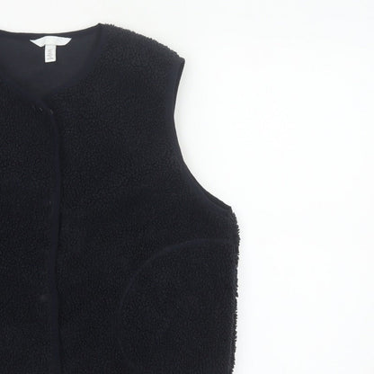 H&M Women's Black Size 10 Teddy Fleece Snap Bodywarmer Waistcoat