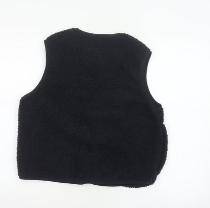 H&M Women's Black Size 10 Teddy Fleece Snap Bodywarmer Waistcoat