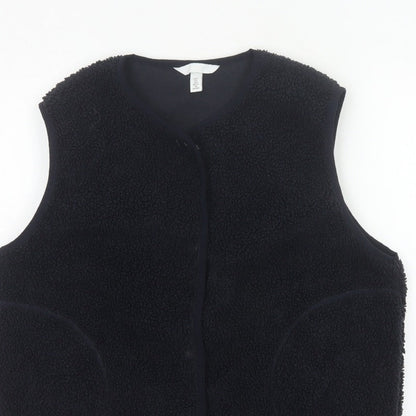 H&M Women's Black Size 10 Teddy Fleece Snap Bodywarmer Waistcoat