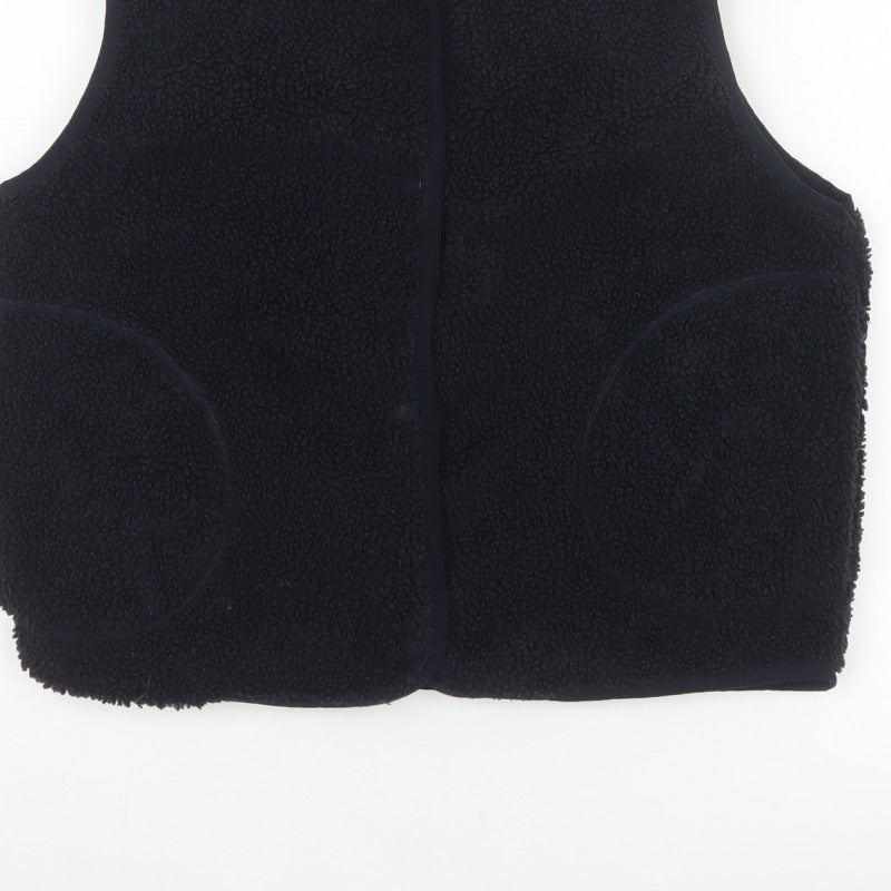 H&M Women's Black Size 10 Teddy Fleece Snap Bodywarmer Waistcoat