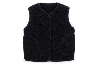 H&M Women's Black Size 10 Teddy Fleece Snap Bodywarmer Waistcoat