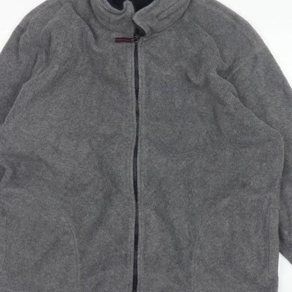 Marks & Spencer Men's Grey XL Fleece Full Zip Basic Jacket Stand Collar