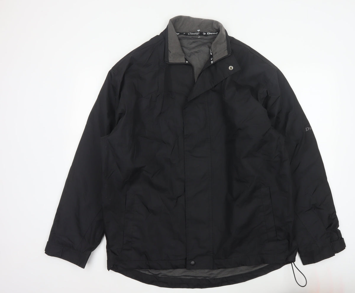 Dunlop Men’s Black L Windbreaker Jacket Full Zip Logo Lined