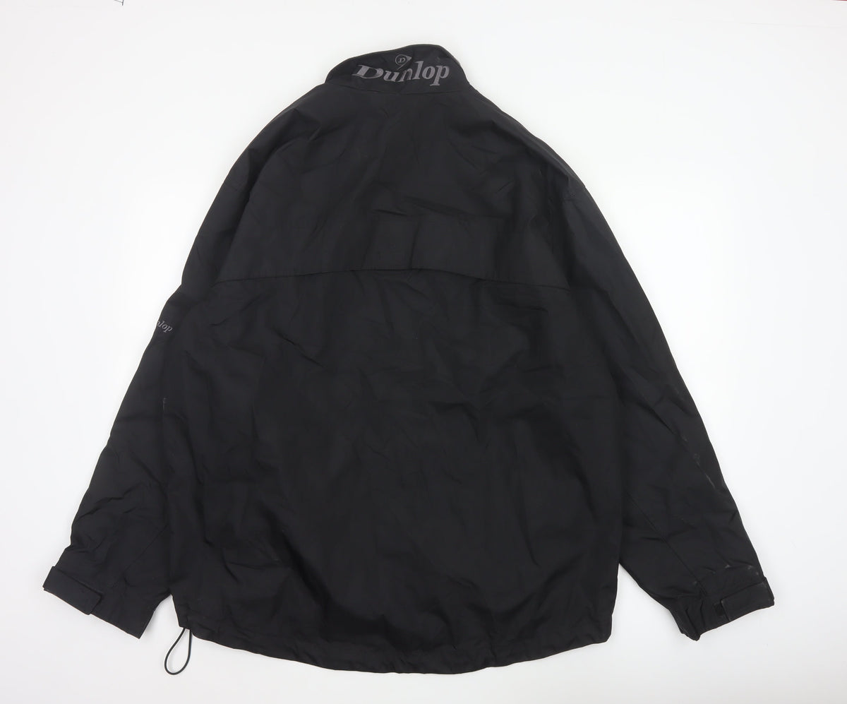 Dunlop Men’s Black L Windbreaker Jacket Full Zip Logo Lined