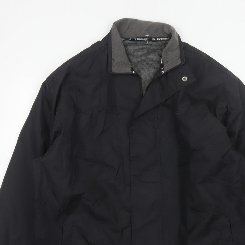Dunlop Men’s Black L Windbreaker Jacket Full Zip Logo Lined