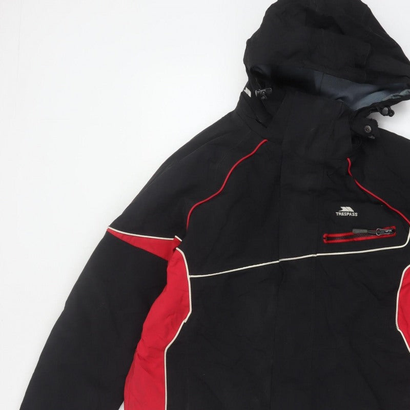 Trespass Men’s Black Red S Hooded Waterproof Ski Windbreaker Jacket