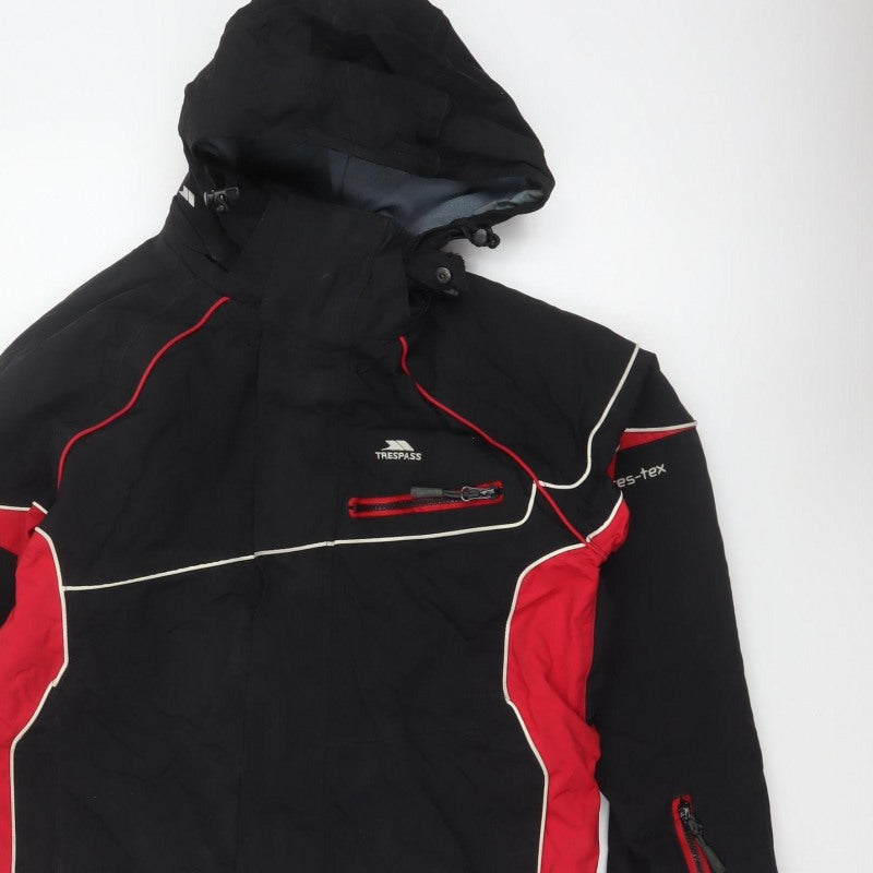 Trespass Men’s Black Red S Hooded Waterproof Ski Windbreaker Jacket