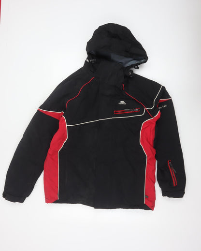 Trespass Men’s Black Red S Hooded Waterproof Ski Windbreaker Jacket