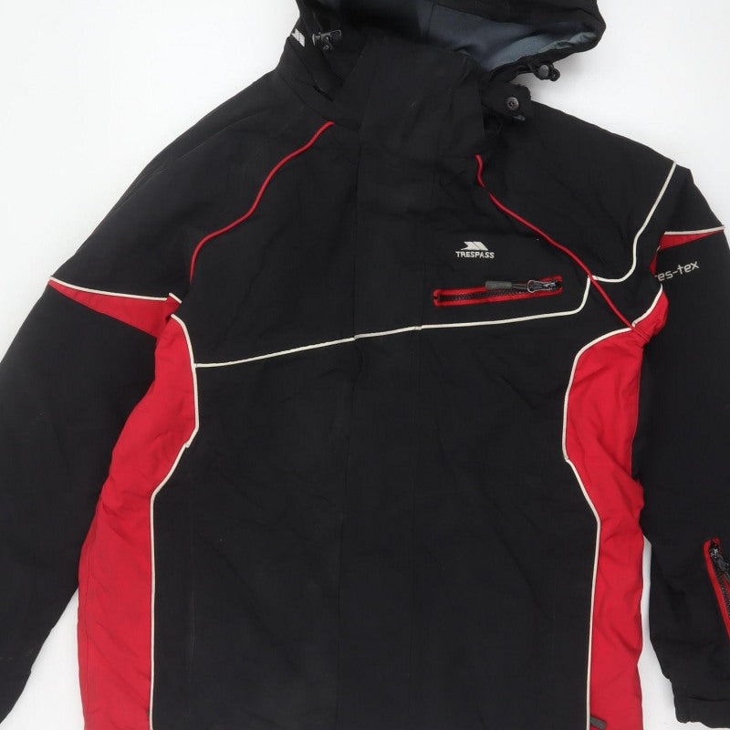 Trespass Men’s Black Red S Hooded Waterproof Ski Windbreaker Jacket