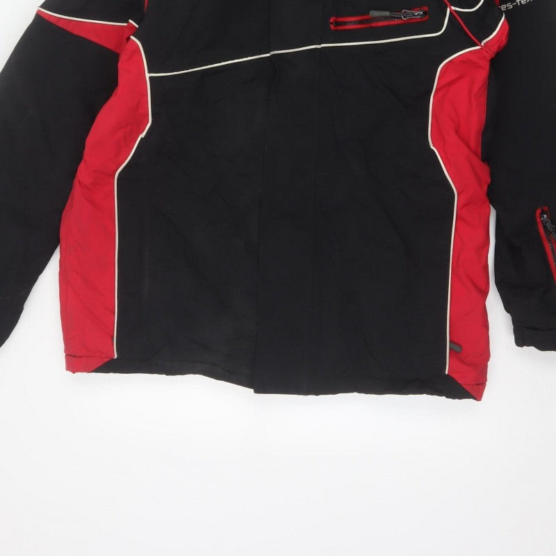 Trespass Men’s Black Red S Hooded Waterproof Ski Windbreaker Jacket