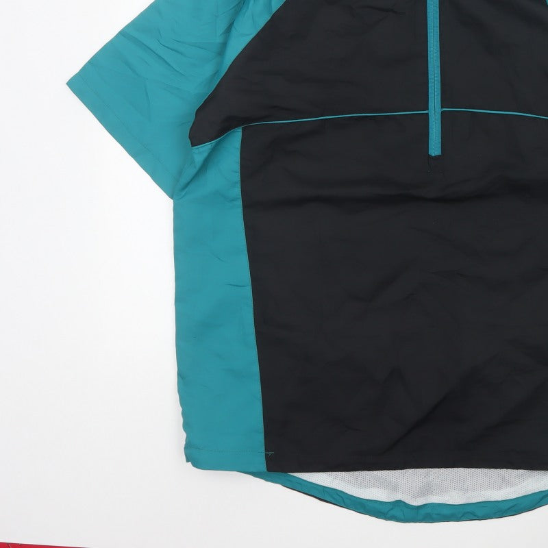 Palm Grove Mens Blue Black M Golf 1/4 Zip Colourblock Pullover