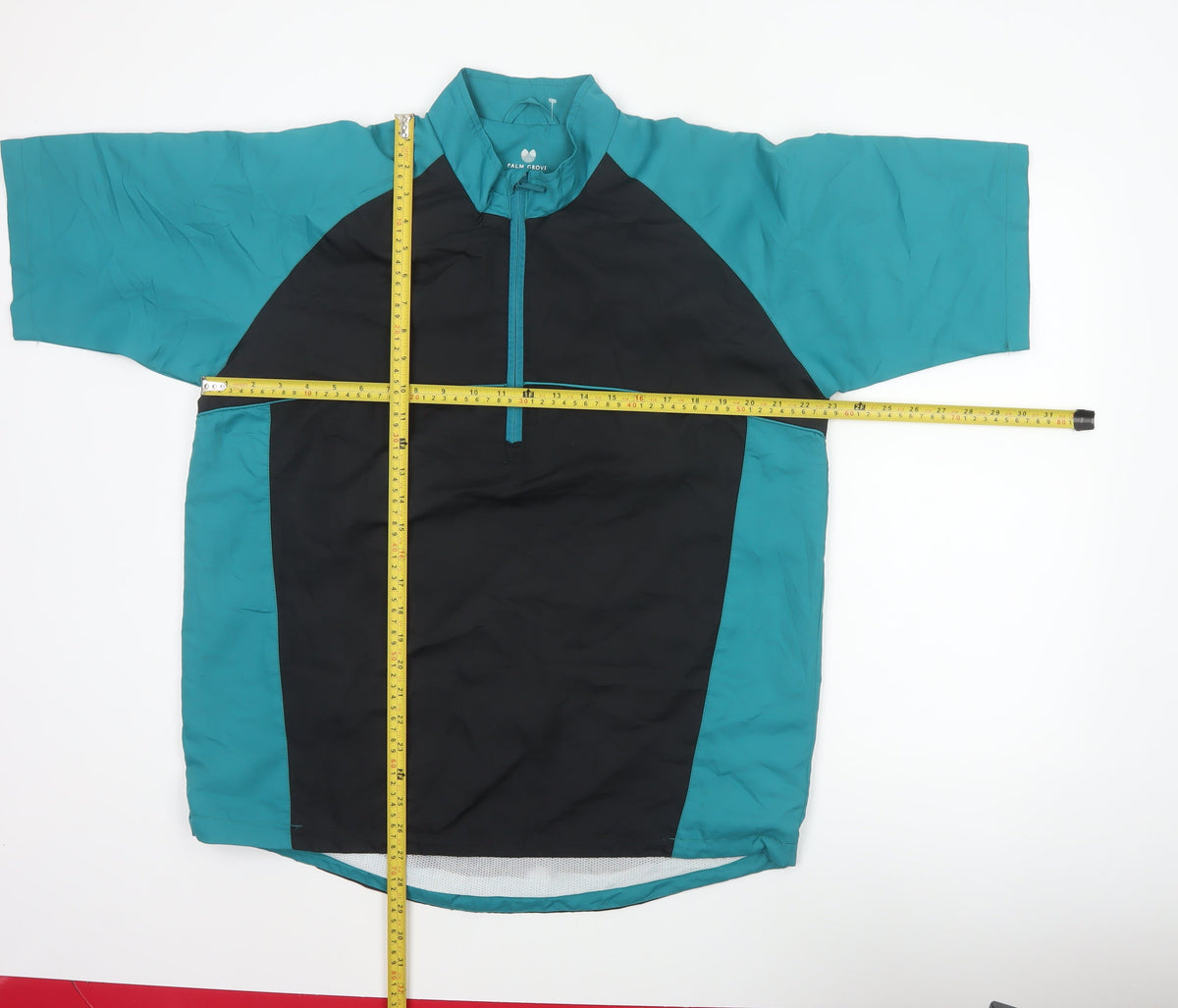 Palm Grove Mens Blue Black M Golf 1/4 Zip Colourblock Pullover
