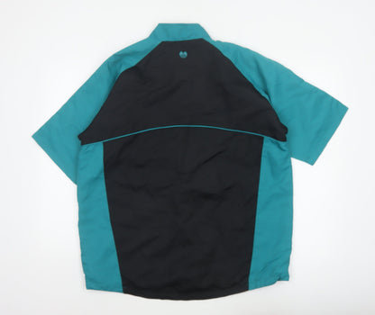 Palm Grove Mens Blue Black M Golf 1/4 Zip Colourblock Pullover