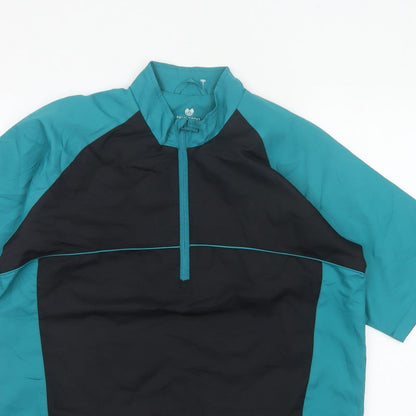 Palm Grove Mens Blue Black M Golf 1/4 Zip Colourblock Pullover