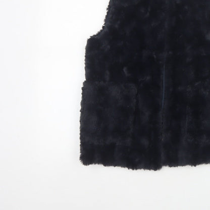 Zara Girls Black Basic Jacket 11-12 Years Faux Fur Lined Waistcoat