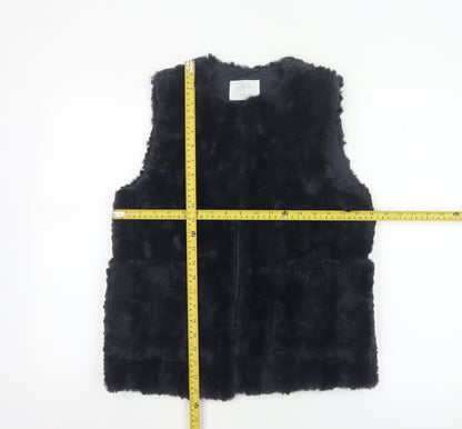 Zara Girls Black Basic Jacket 11-12 Years Faux Fur Lined Waistcoat