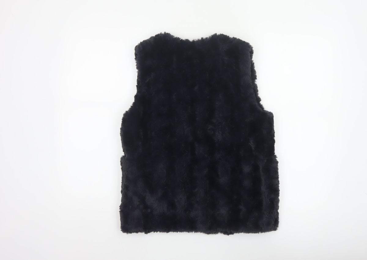 Zara Girls Black Basic Jacket 11-12 Years Faux Fur Lined Waistcoat