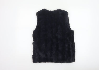Zara Girls Black Basic Jacket 11-12 Years Faux Fur Lined Waistcoat
