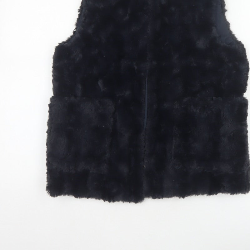 Zara Girls Black Basic Jacket 11-12 Years Faux Fur Lined Waistcoat