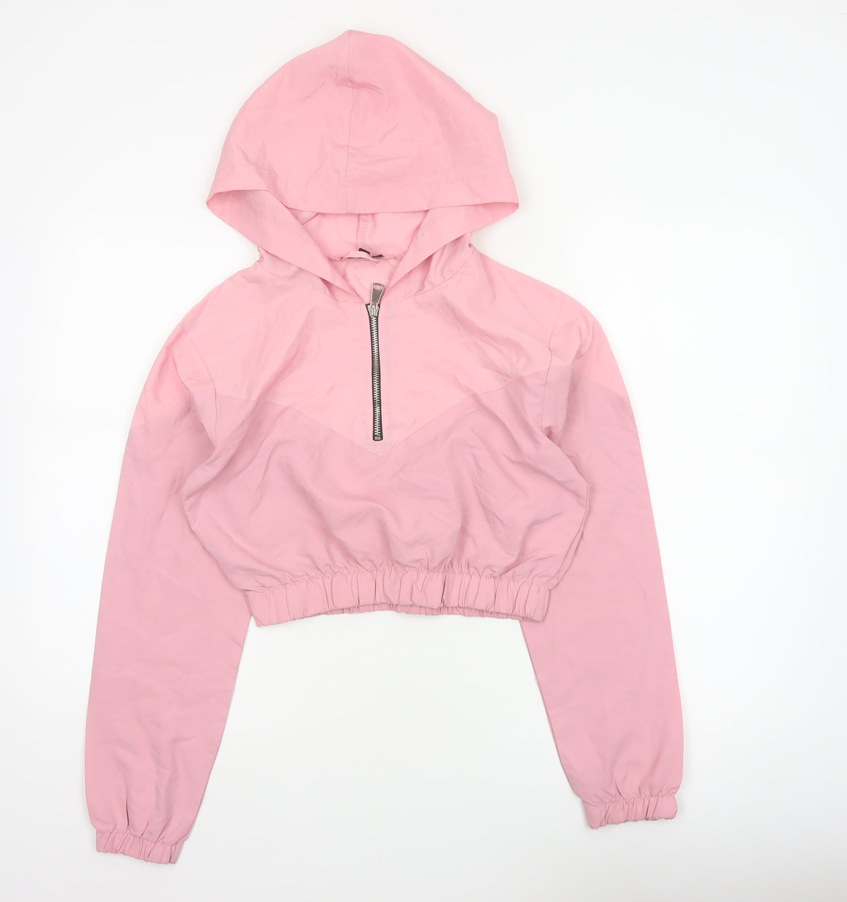 Boohoo Women Pink UK 10 Hooded 1/4 Zip Cropped Pullover Hoodie
