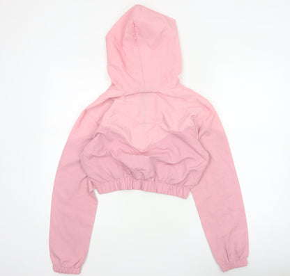 Boohoo Women Pink UK 10 Hooded 1/4 Zip Cropped Pullover Hoodie