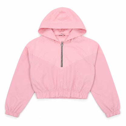 Boohoo Women Pink UK 10 Hooded 1/4 Zip Cropped Pullover Hoodie