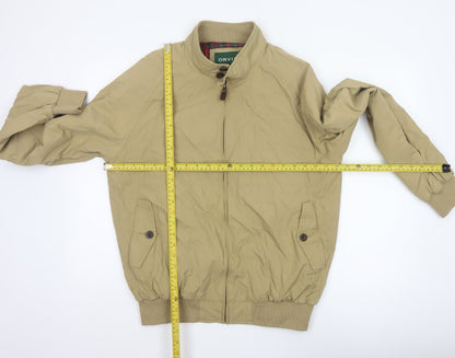 Orvis Men's Beige M Bomber Jacket Cotton Nylon Tartan Lined