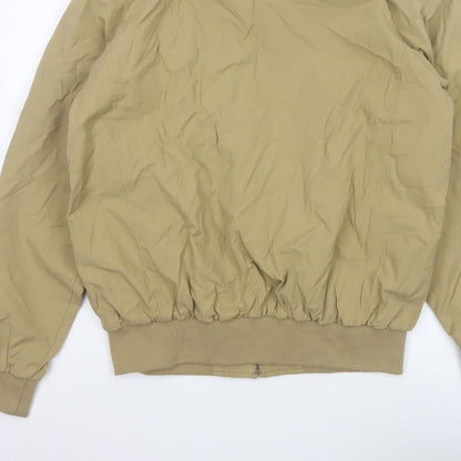 Orvis Men's Beige M Bomber Jacket Cotton Nylon Tartan Lined