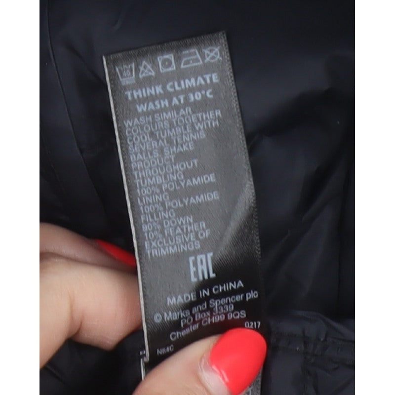 Marks and Spencer Women Black UK 14 Quilted Down Puffer Jacket