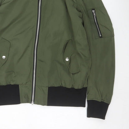 ASOS Men’s Green L Hooded Bomber Jacket Full Zip