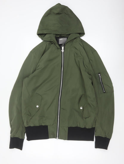 ASOS Men’s Green L Hooded Bomber Jacket Full Zip