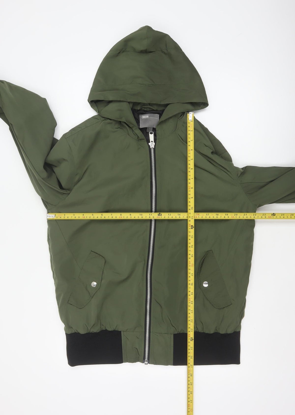 ASOS Men’s Green L Hooded Bomber Jacket Full Zip