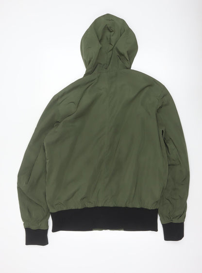 ASOS Men’s Green L Hooded Bomber Jacket Full Zip