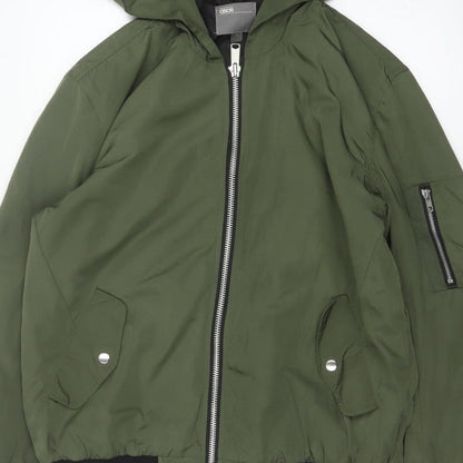 ASOS Men’s Green L Hooded Bomber Jacket Full Zip