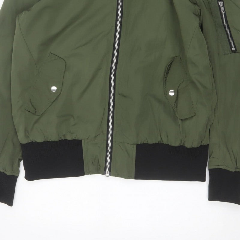 ASOS Men’s Green L Hooded Bomber Jacket Full Zip
