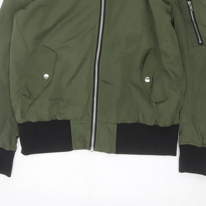 ASOS Men’s Green L Hooded Bomber Jacket Full Zip