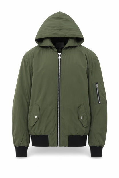 ASOS Men’s Green L Hooded Bomber Jacket Full Zip