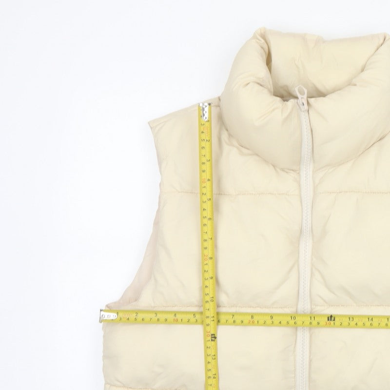 Stradivarius Women Ivory M Padded Puffer Gilet Waistcoat Zip