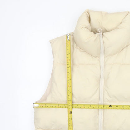 Stradivarius Women Ivory M Padded Puffer Gilet Waistcoat Zip